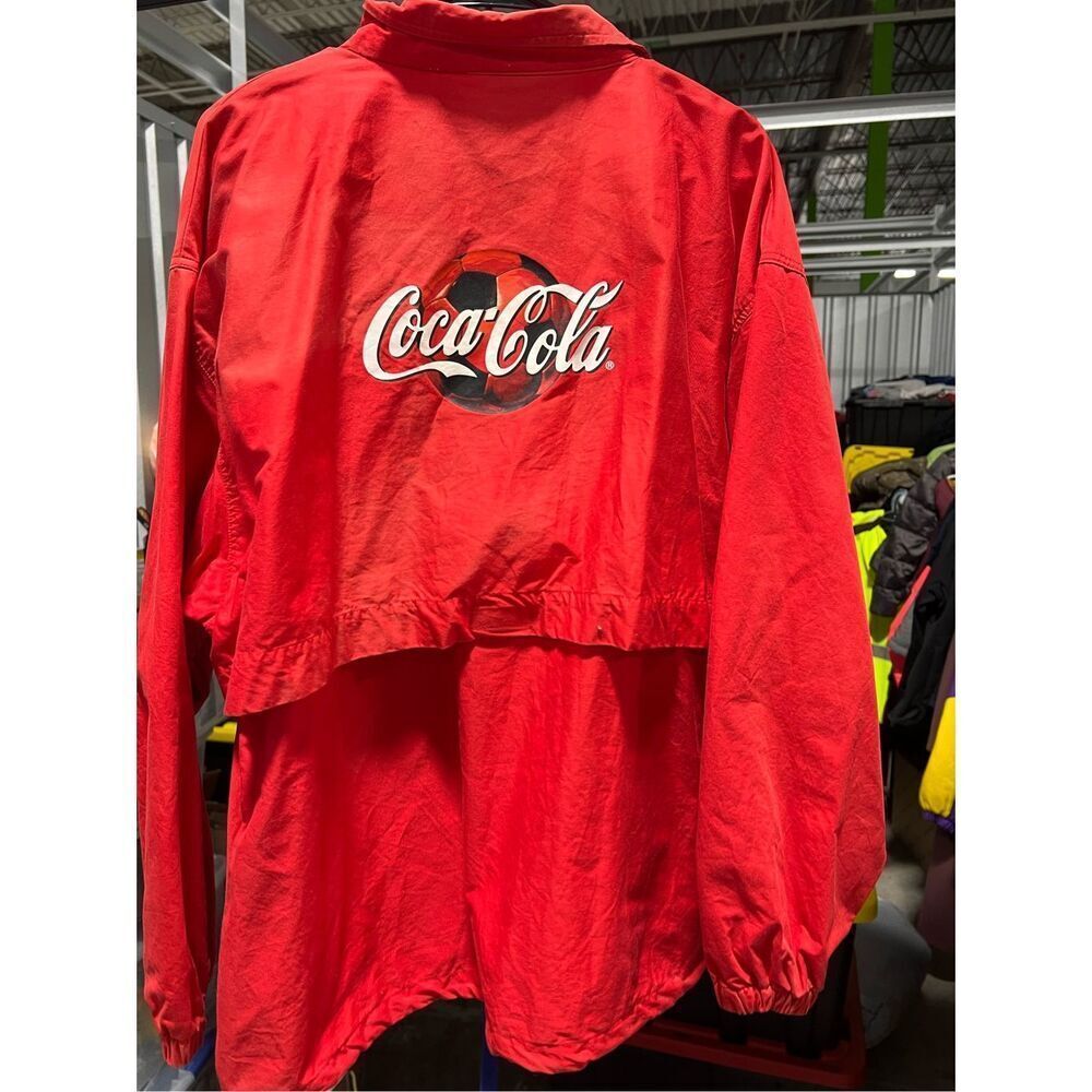 VINTAGE Coca-Cola SOCCER Jacket Wind Resistant XL - Picture 10 of 14